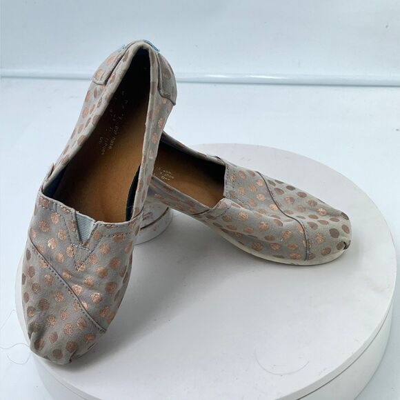 TOMS one for one slip on grey gold dot womens shoe size 6 - Picture 1 of 4